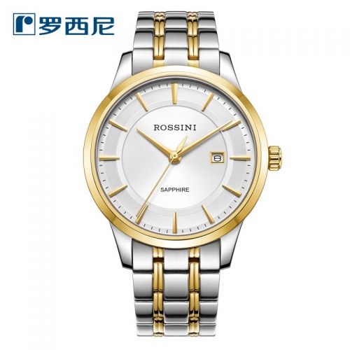 羅西尼（Rossini）男士手表石英表 定制款 男 精鋼30米防水金屬不銹鋼休閑時尚男表鋼帶手表